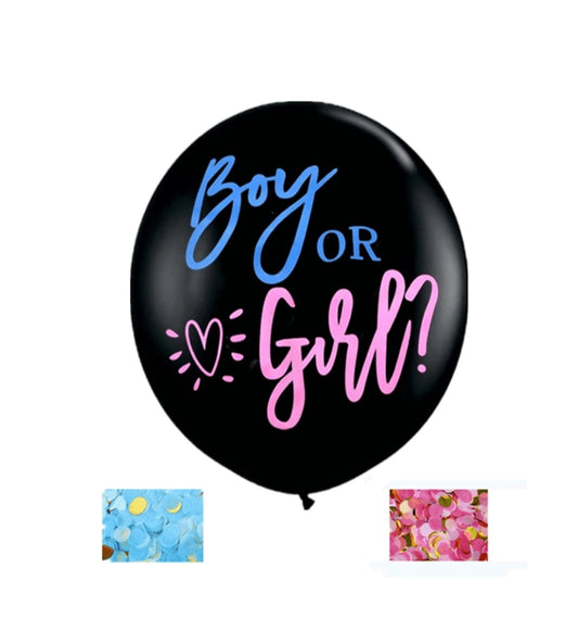 Balloon-w/Colour Gender Reveal Popper 36" (6- Hel)