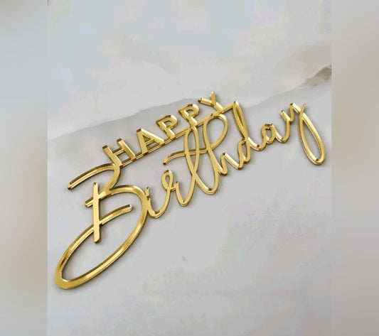 Cake Topper- Side Topper H/Bday Gold