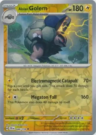 Alolan Golem Reverse Holofoil SV09: Journey Together Uncommon 046/159