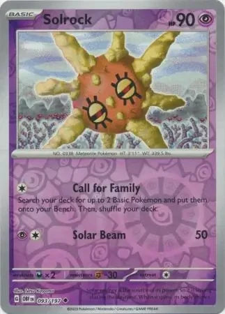 Solrock Reverse Holofoil SV03: Obsidian Flames Uncommon 093/197