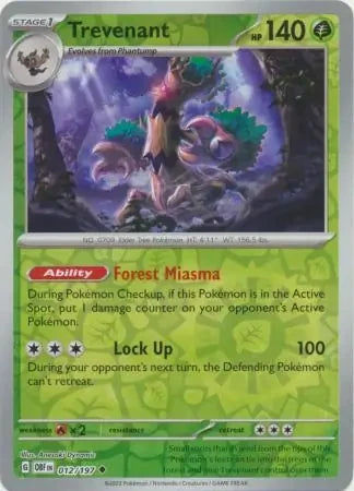 Trevenant Reverse Holofoil SV03: Obsidian Flames Uncommon 012/197