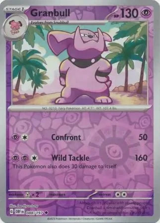 Granbull Reverse Holofoil SV03: Obsidian Flames Uncommon 088/197