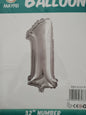 Foil Balloon-Number 1 Silver 32",(5.5)"