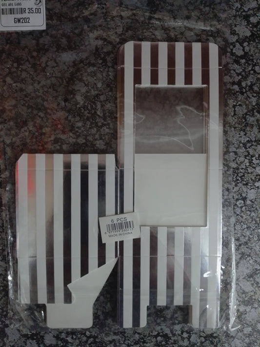 Gift Box-Silver Stripes 6's 7.5x6.5cm