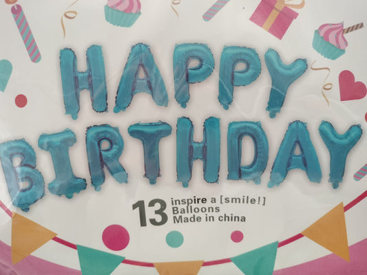 Foil Balloon-Happy Birthday Blue 13pces