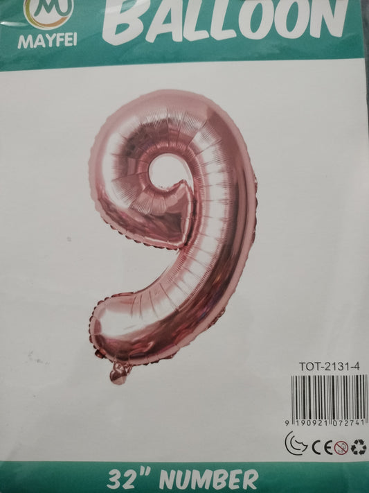 Foil Balloon-Number 9 Rosegold 32'' (4H)