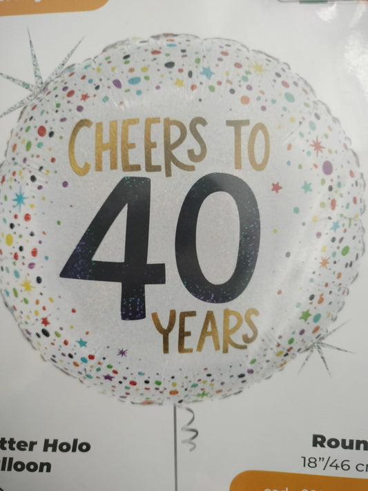 Foil Balloon-Cheers to 40 18  "