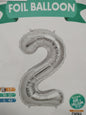 Foil Balloon-Number 2 Silver 16"