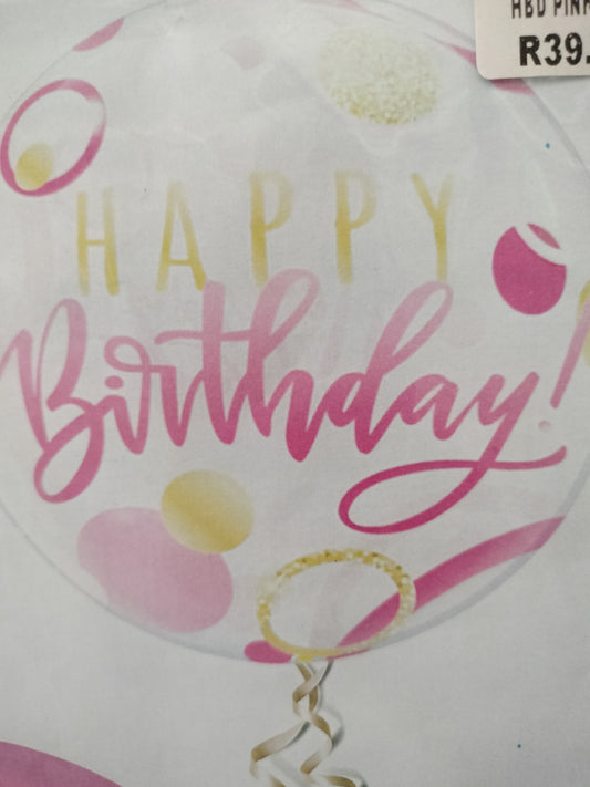 Foil Balloon-H/Bday Pink bubble 18inch