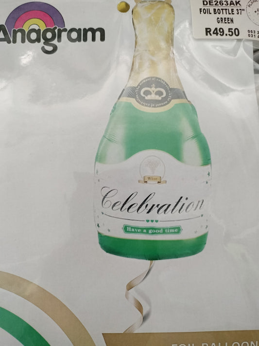 Foil-Champagne Bottle Green 37inch (6H)