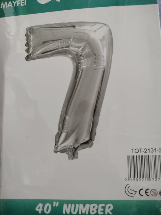 Foil Balloon-Number 7 Silver  (8 helium)