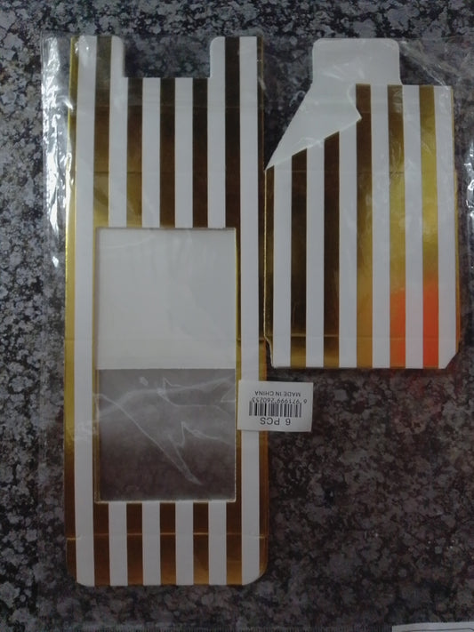 Gift Box-Gold Stripes 6's 7.5x6.5cm