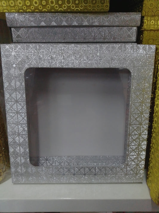 Gift Box-20x20x5 Silver Window