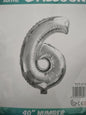 Foil Balloon-Number 6 Silver  (8 Heliums)