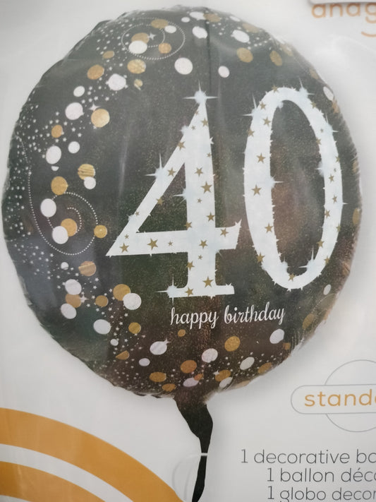Foil Balloon-Holo Sparkling Bday 40 18"