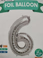 Foil Balloon-Number 6 Silver 16"