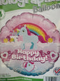 Foil Balloon-H/Bday Unicorn 18"