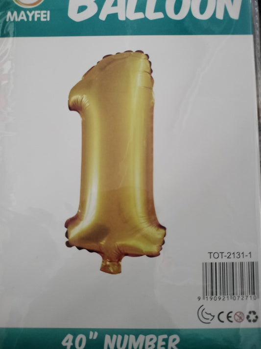 Foil Balloon-Number 1 Gold  (8 Heliums)