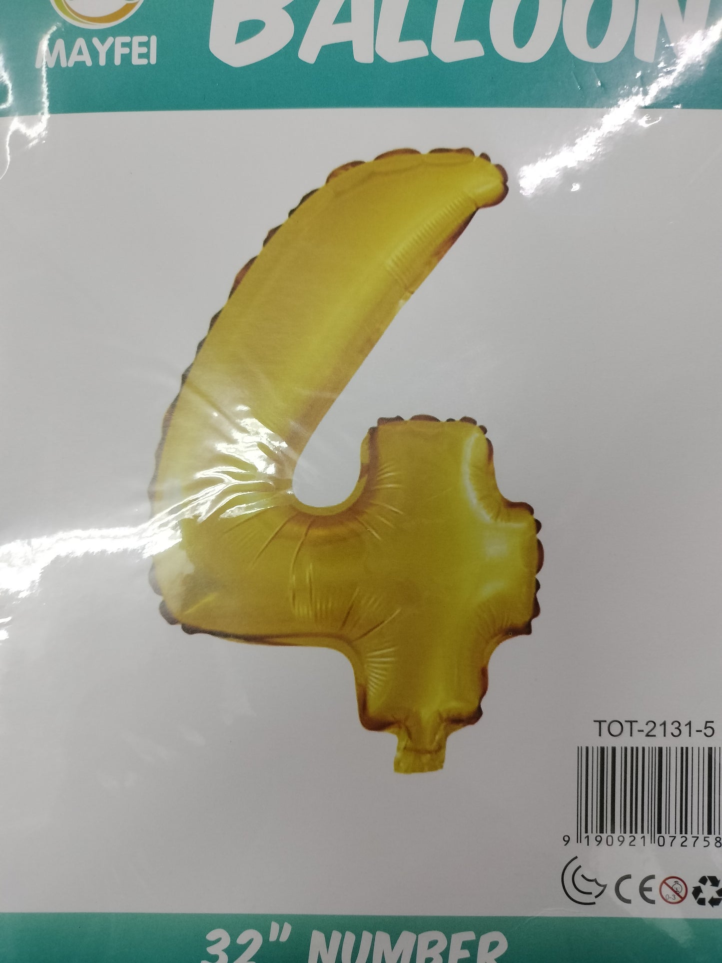 Foil Balloon-Number 4 Gold 32"