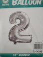 Foil Balloon-Number 2 Silver 32",(5.5)"