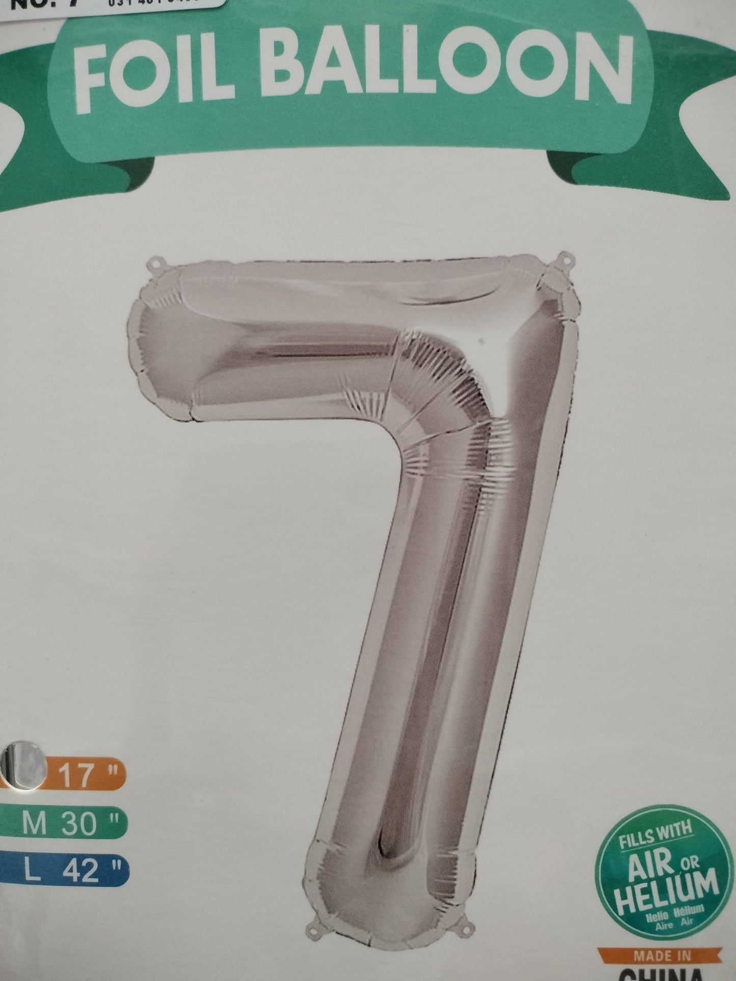 Foil Balloon-Number 7 Silver 17'