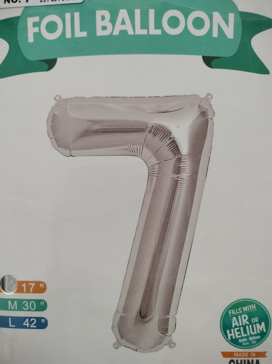 Foil Balloon-Number 7 Silver 17'