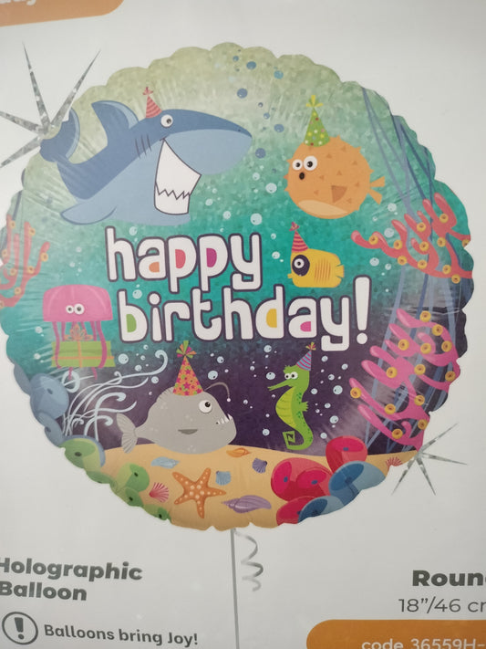 Foil Balloon-H/Bday Under The Sea 18"