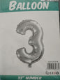 Foil Balloon-Number 3 Silver 32"