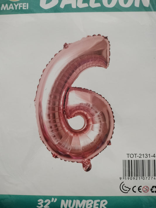 Foil Balloon-Number 6 Rosegold 32'' (4H)
