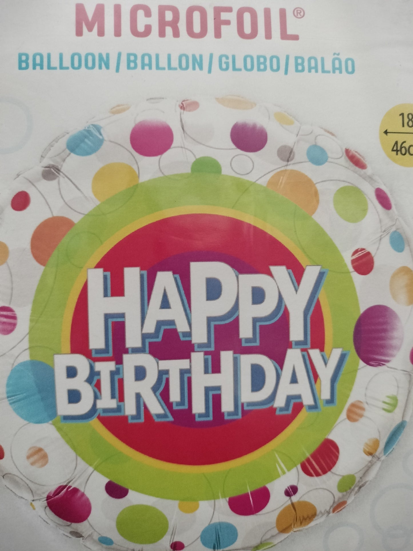 Foil Balloon-Holo Polka Dot Bday 18"