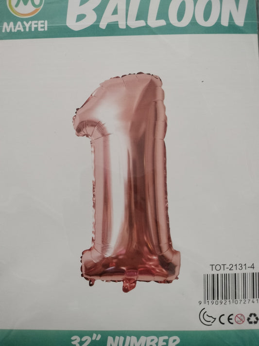 Foil Balloon-Number 1 Rosegold 32'' (4H)