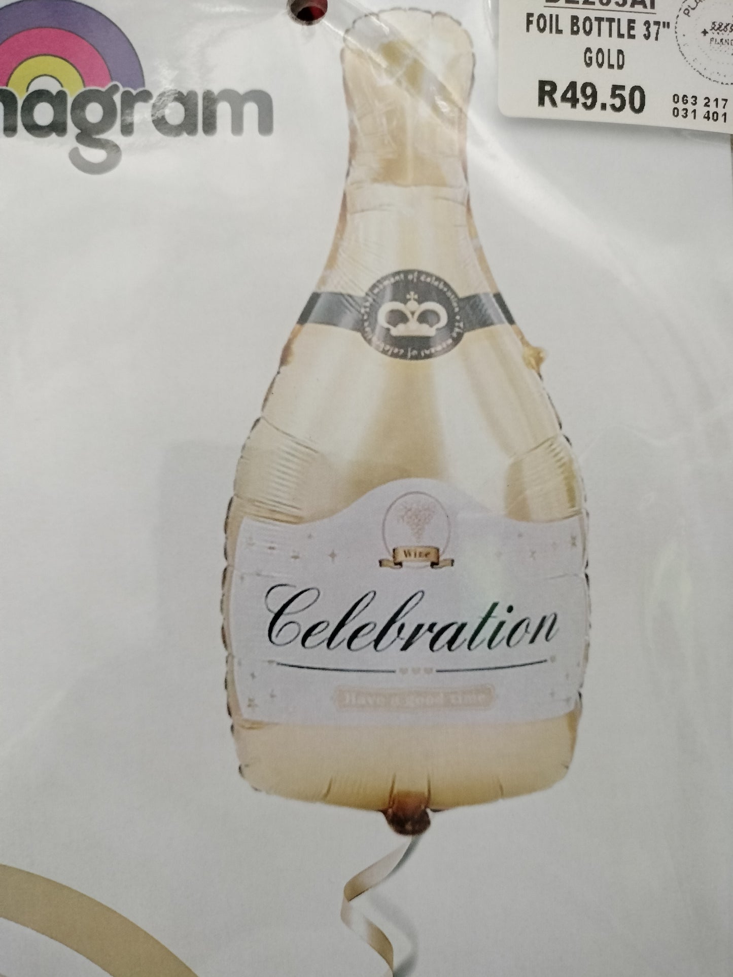 Foil-Champagne Bottle Gold 37inch (6H)