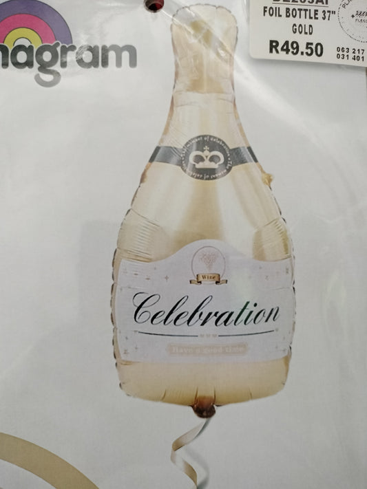 Foil-Champagne Bottle Gold 37inch (6H)