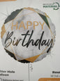 Foil Balloon-H/Bday Black Marble 18"
