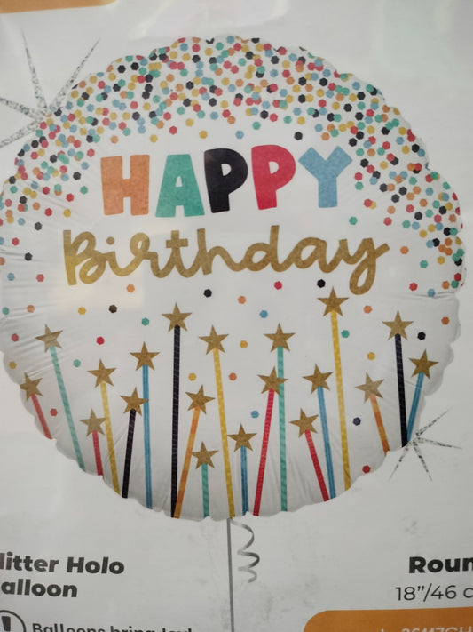 Foil Balloon-H/bday Glitter Candles 18"