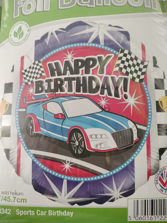 Foil Balloon-H/Bday Sports Car 18"