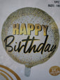 Foil Balloon-H/Bday White w/Gold Confetti