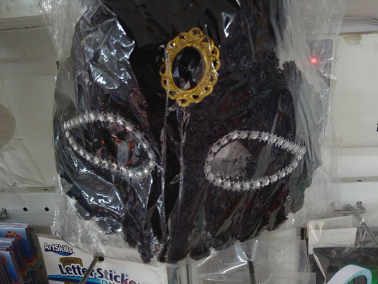 Mask-Theatrical Black with Glitter+Feather