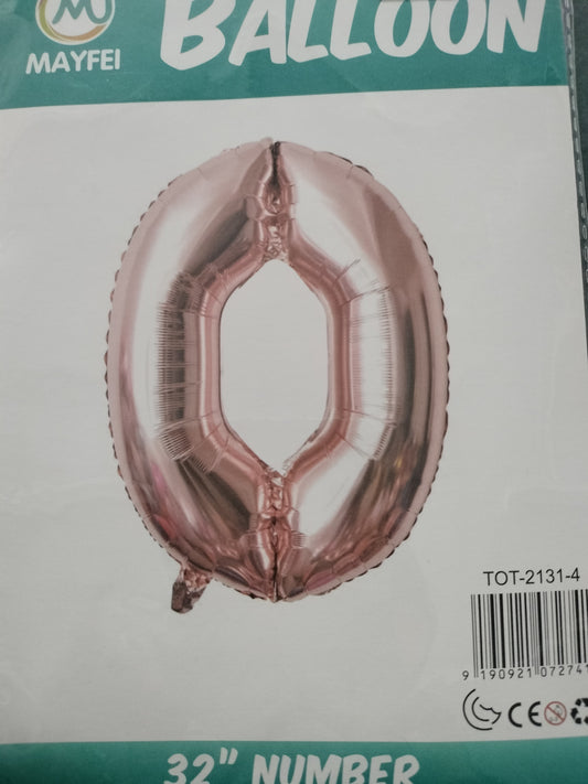 Foil Balloon-Number 0 Rosegold 32'' (4H)