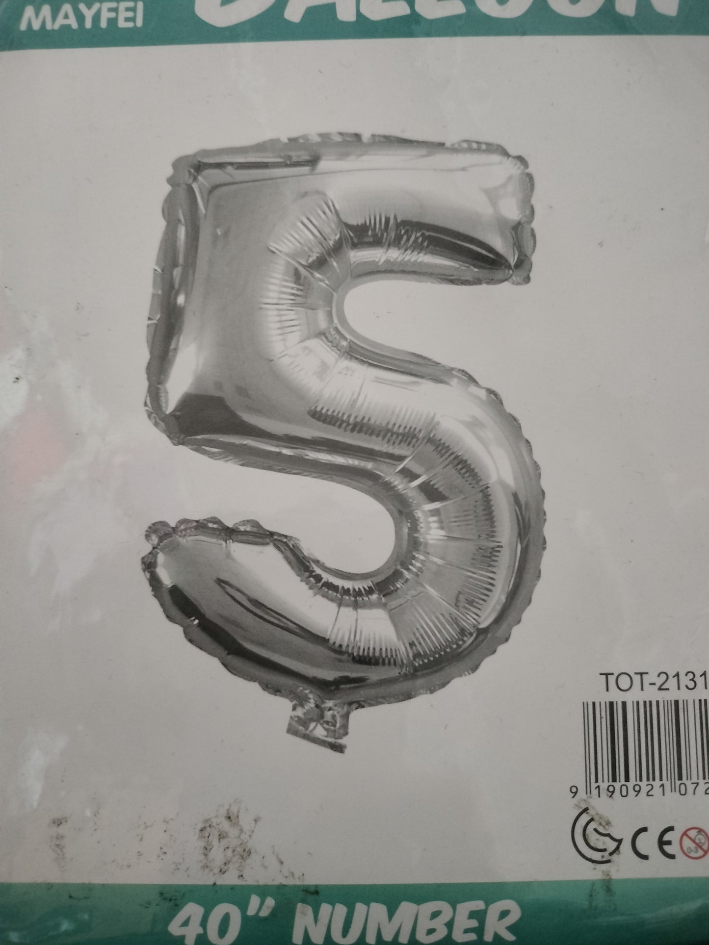 Foil Balloon-Number 5 Silver  (8 Helium)