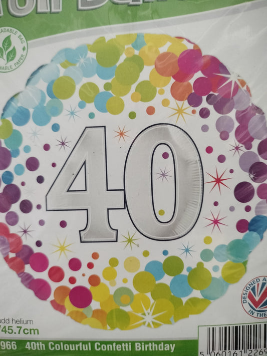 Foil Balloon-Colourful 40 18"