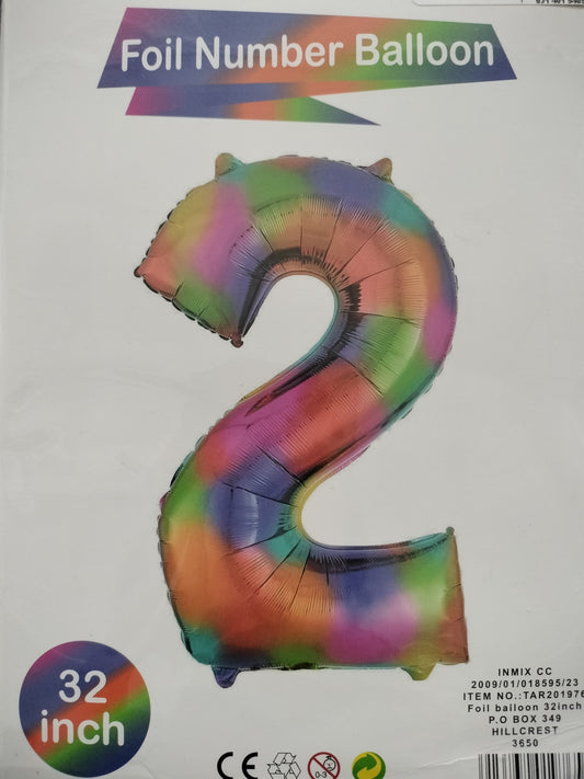 Foil Balloon-No. 2 Rainbow 32" (3)
