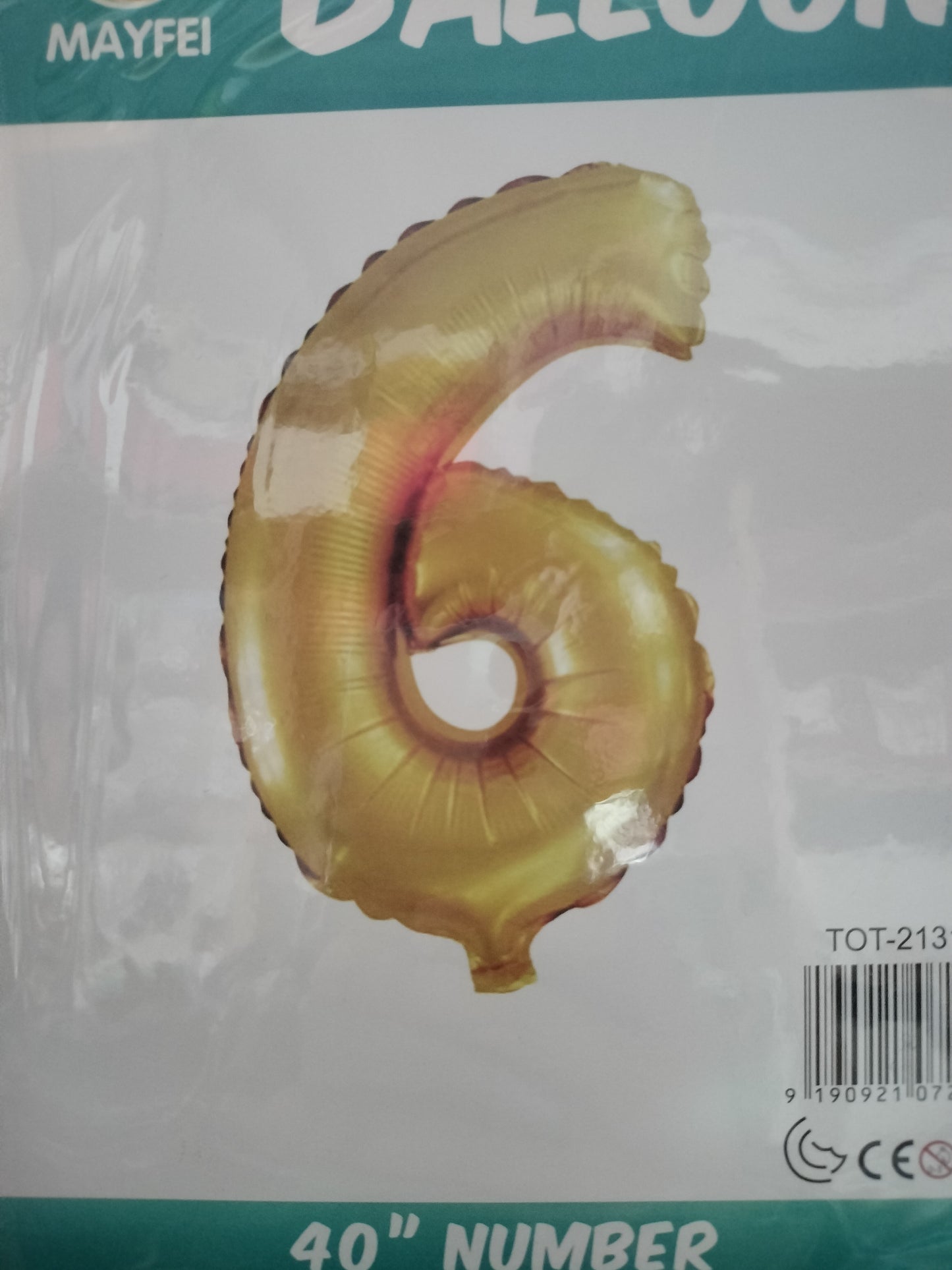 Foil Balloon-Number 6 Gold