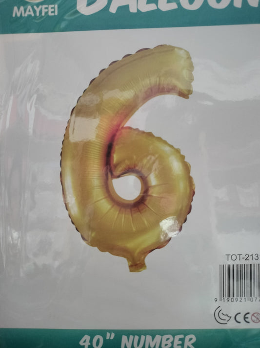 Foil Balloon-Number 6 Gold
