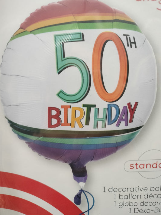 Foil Balloon-Rainbow/Prsm Radiant Birthday 50 "18