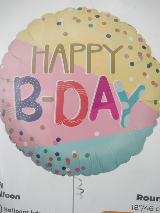 Foil Balloon-H/Bday Funky Dots 18"
