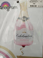 Foil-Champagne Bottle Pink 37inch (6H)
