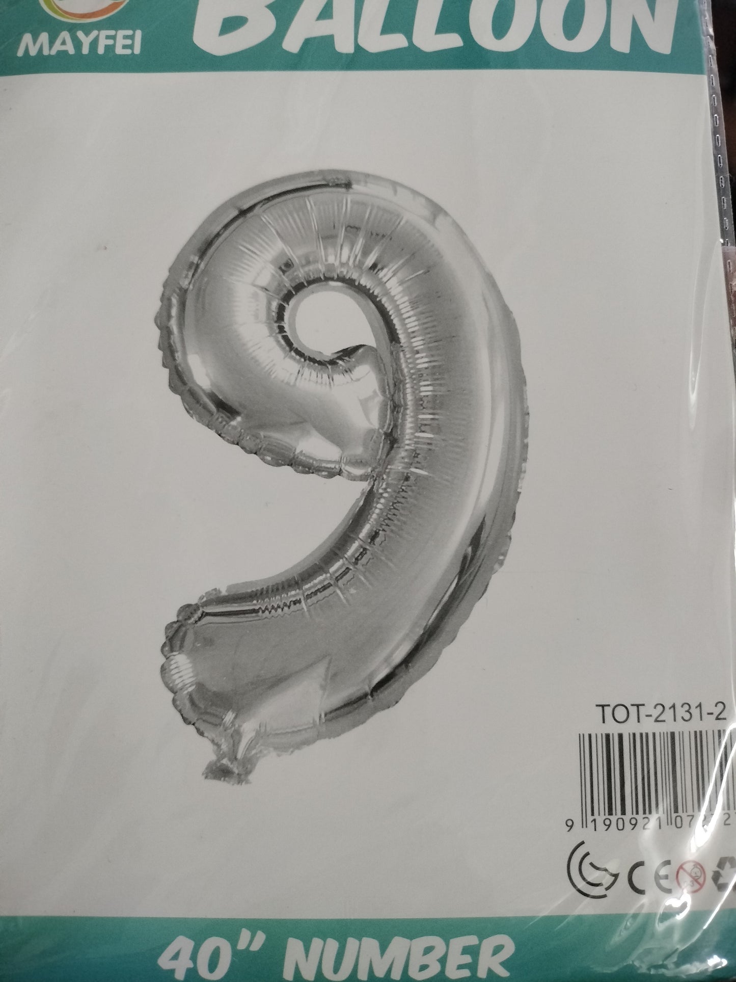 Foil Balloon-Number 9 Silver (8  Helium)