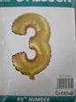 Foil Balloon-Number 3 Gold  (8Helium)