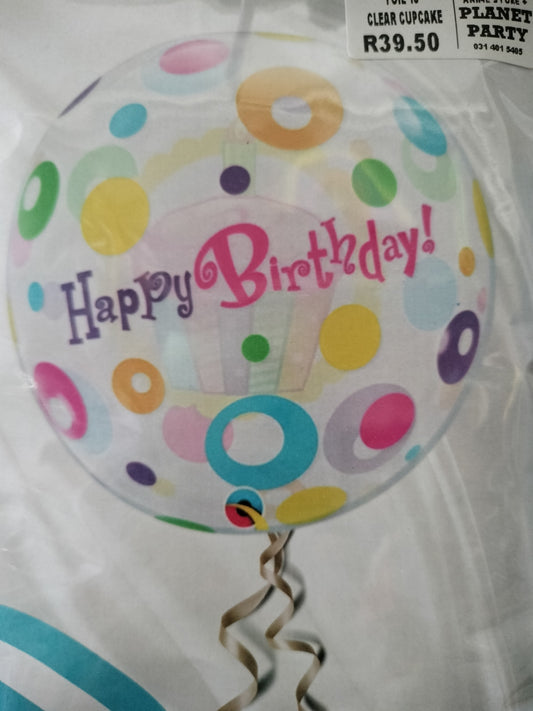 Foil Balloon - H/Bday Cupcake & Dots Bubble 18"